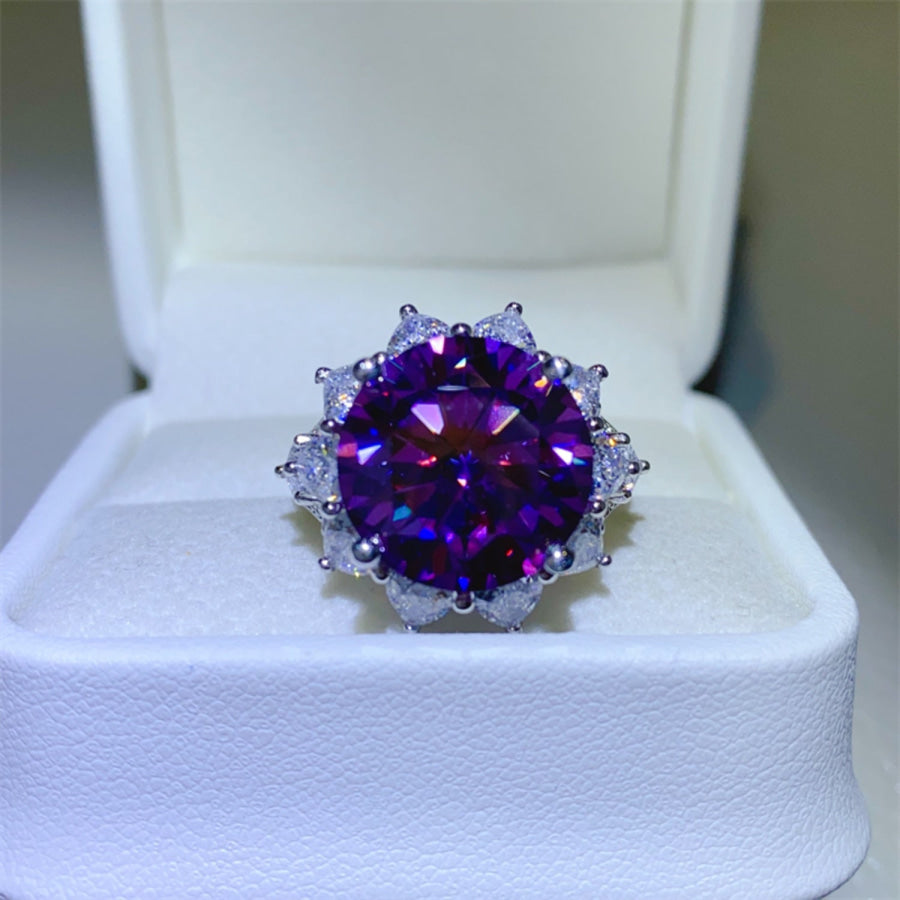 10 Carat Moissanite 925 Sterling Silver Flower Shape Ring Magenta / 6 Apparel and Accessories