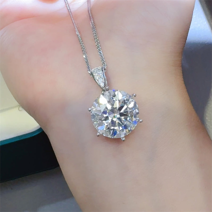 10 Carat Moissanite 925 Sterling Silver Pendant Necklace Silver / One Size Apparel and Accessories