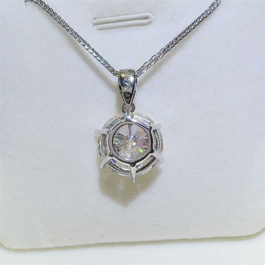 10 Carat Moissanite 925 Sterling Silver Pendant Necklace Silver / One Size Apparel and Accessories