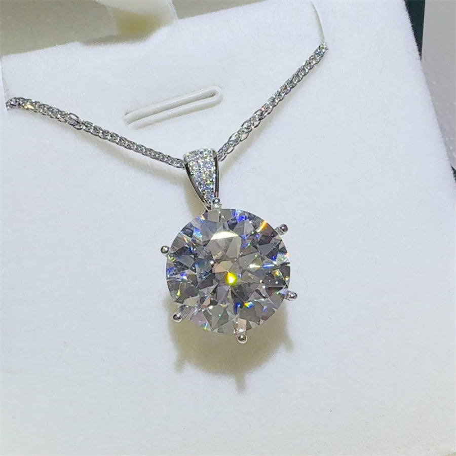 10 Carat Moissanite 925 Sterling Silver Pendant Necklace Silver / One Size Apparel and Accessories