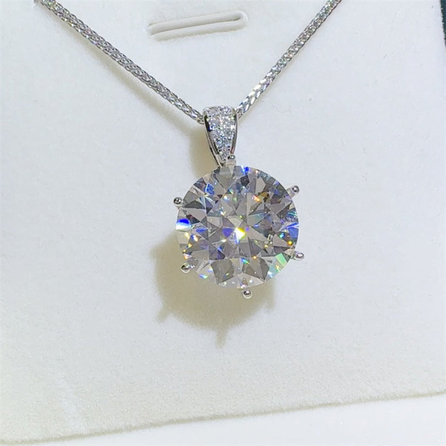 10 Carat Moissanite 925 Sterling Silver Pendant Necklace Silver / One Size Apparel and Accessories