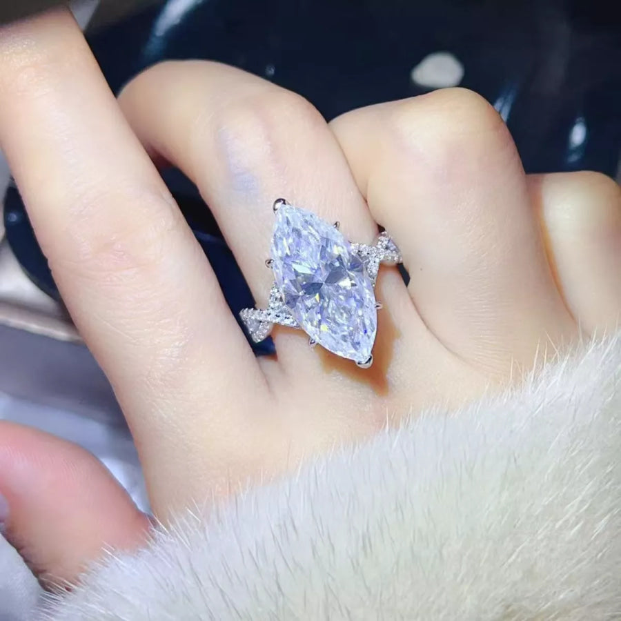 10 Carat Moissanite 925 Sterling Silver Ring Silver / 5 Apparel and Accessories