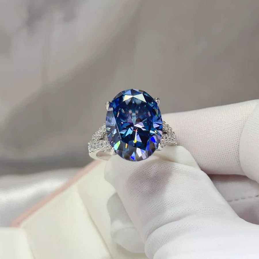 10 Carat Moissanite 925 Sterling Silver Ring Apparel and Accessories