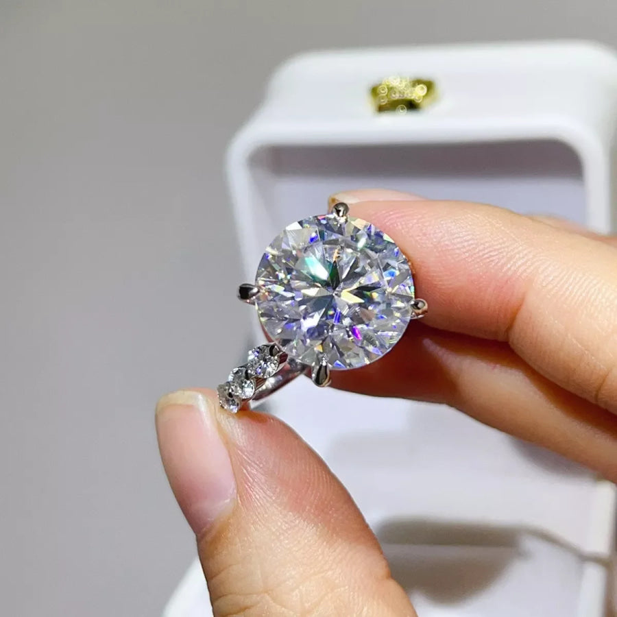10 Carat Moissanite 925 Sterling Silver Ring Apparel and Accessories