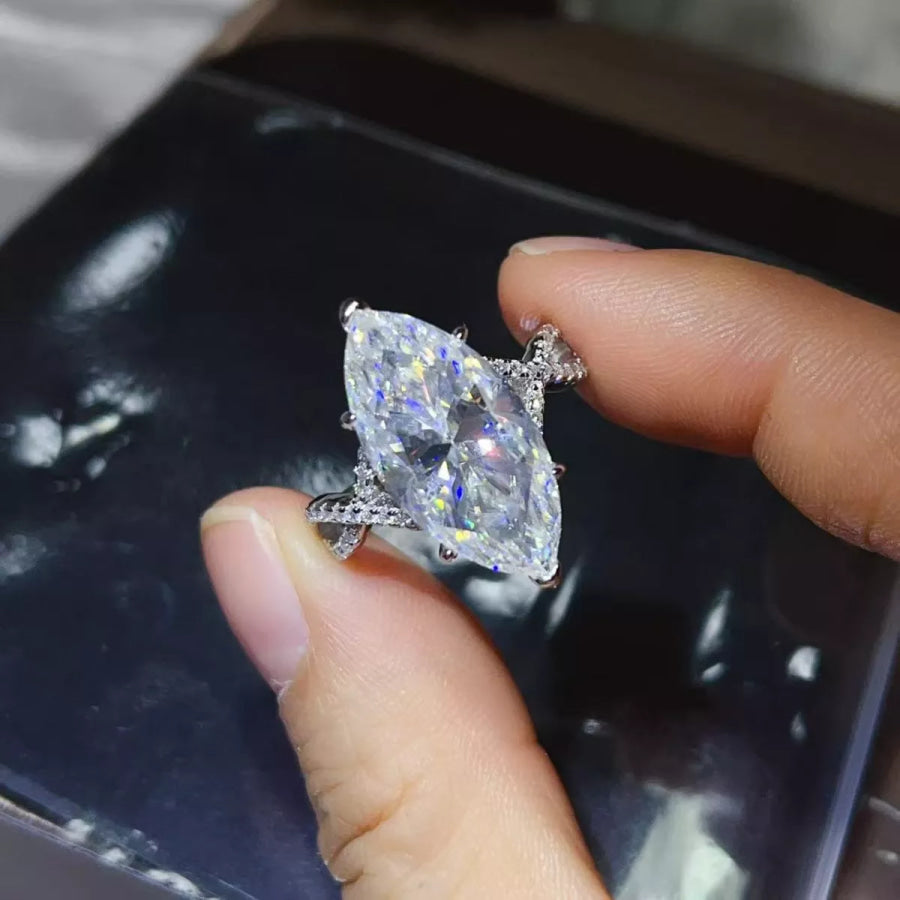 10 Carat Moissanite 925 Sterling Silver Ring Apparel and Accessories