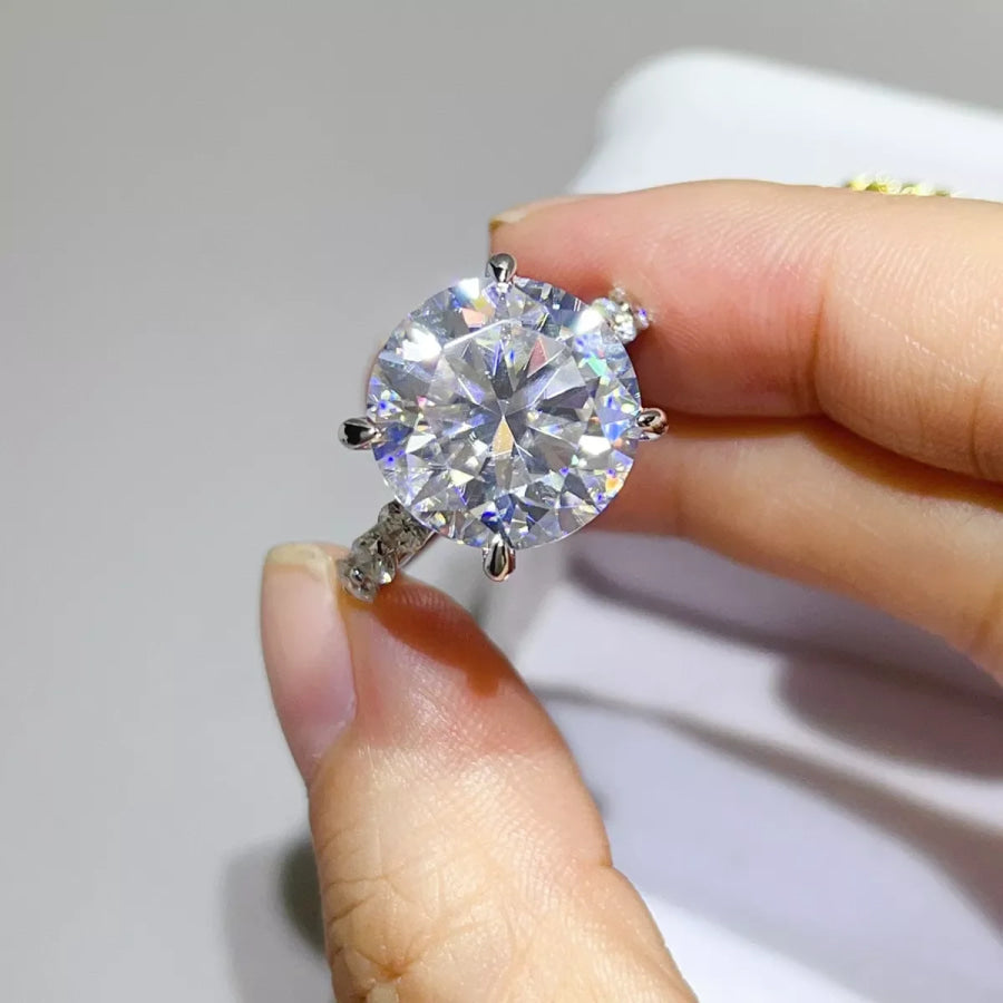 10 Carat Moissanite 925 Sterling Silver Ring Apparel and Accessories