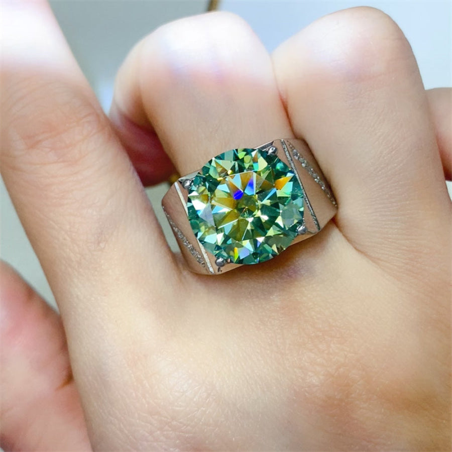 10 Carat Moissanite 925 Sterling Silver Signet Ring Silver / 5 Apparel and Accessories