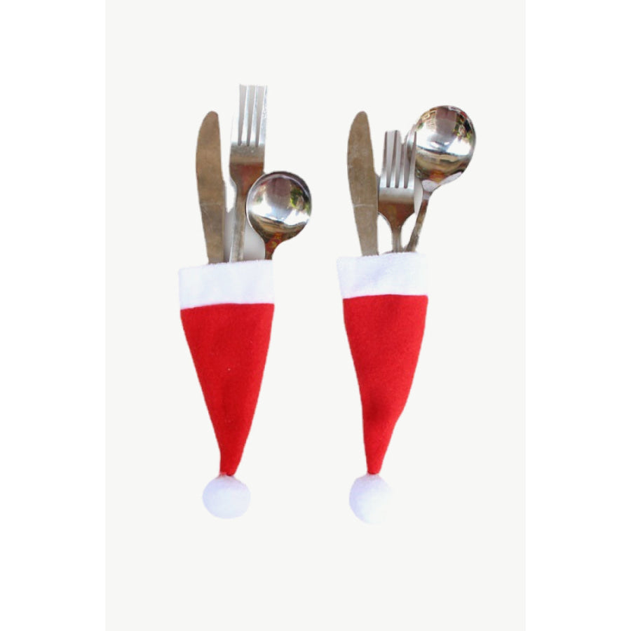 10-Pack Christmas Hat Shaped Cutlery Covers Santa Hat / One Size Apparel and Accessories