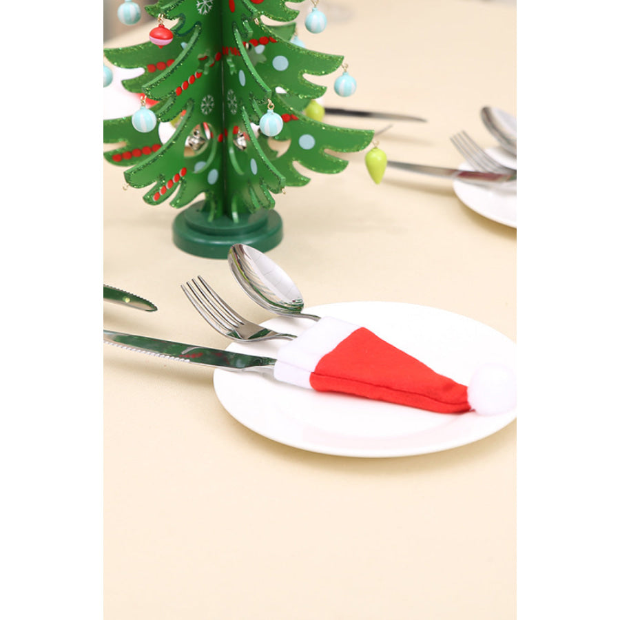 10-Pack Christmas Hat Shaped Cutlery Covers Santa Hat / One Size Apparel and Accessories