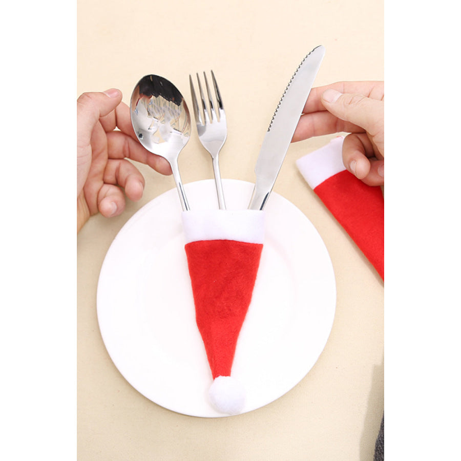 10-Pack Christmas Hat Shaped Cutlery Covers Santa Hat / One Size Apparel and Accessories