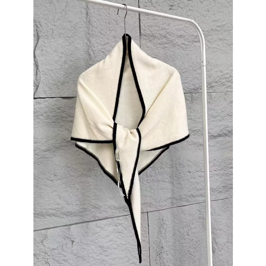 100% Wool Contrast Trim Scarf Off White / ONESIZE Apparel and Accessories