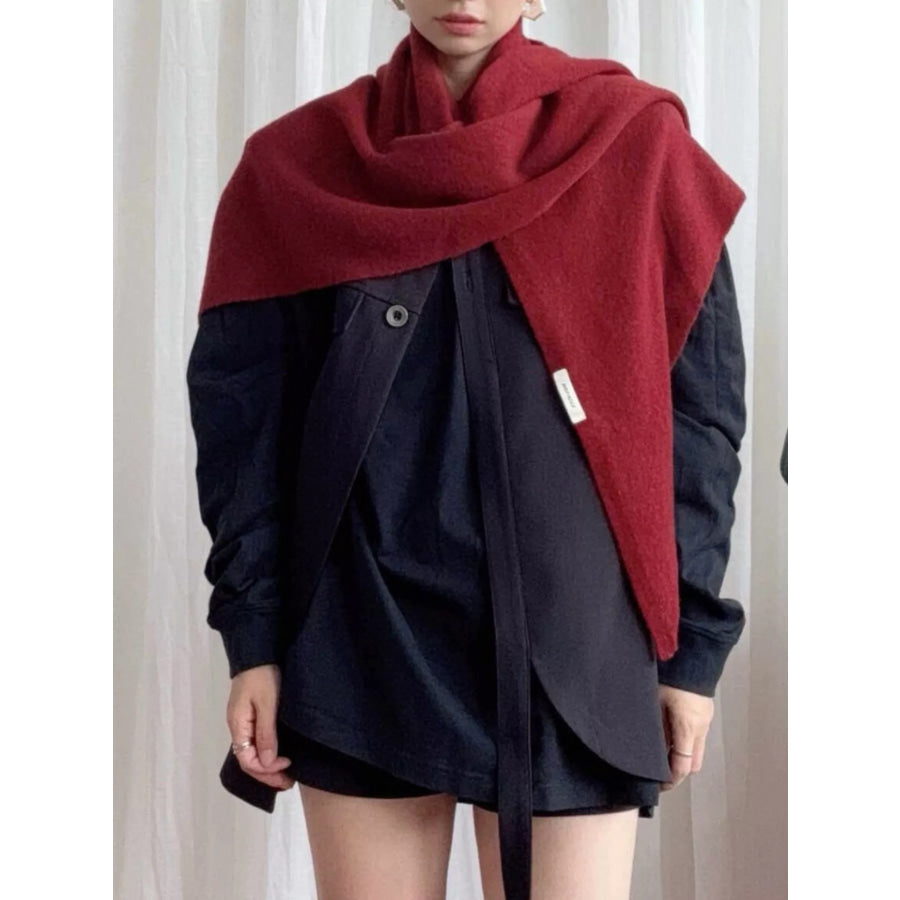 100% Wool Knit Scarf Shawl Red / ONESIZE Apparel and Accessories