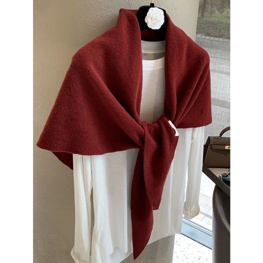 100% Wool Knit Scarf Shawl Red / ONESIZE Apparel and Accessories