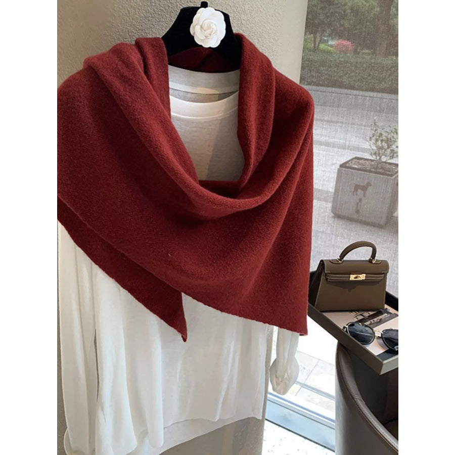 100% Wool Knit Scarf Shawl Red / ONESIZE Apparel and Accessories