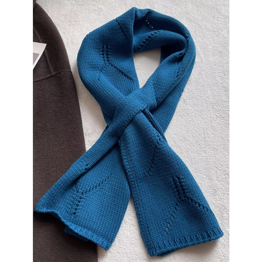 100% Wool Openwork Scarf Blue / ONESIZE Apparel and Accessories