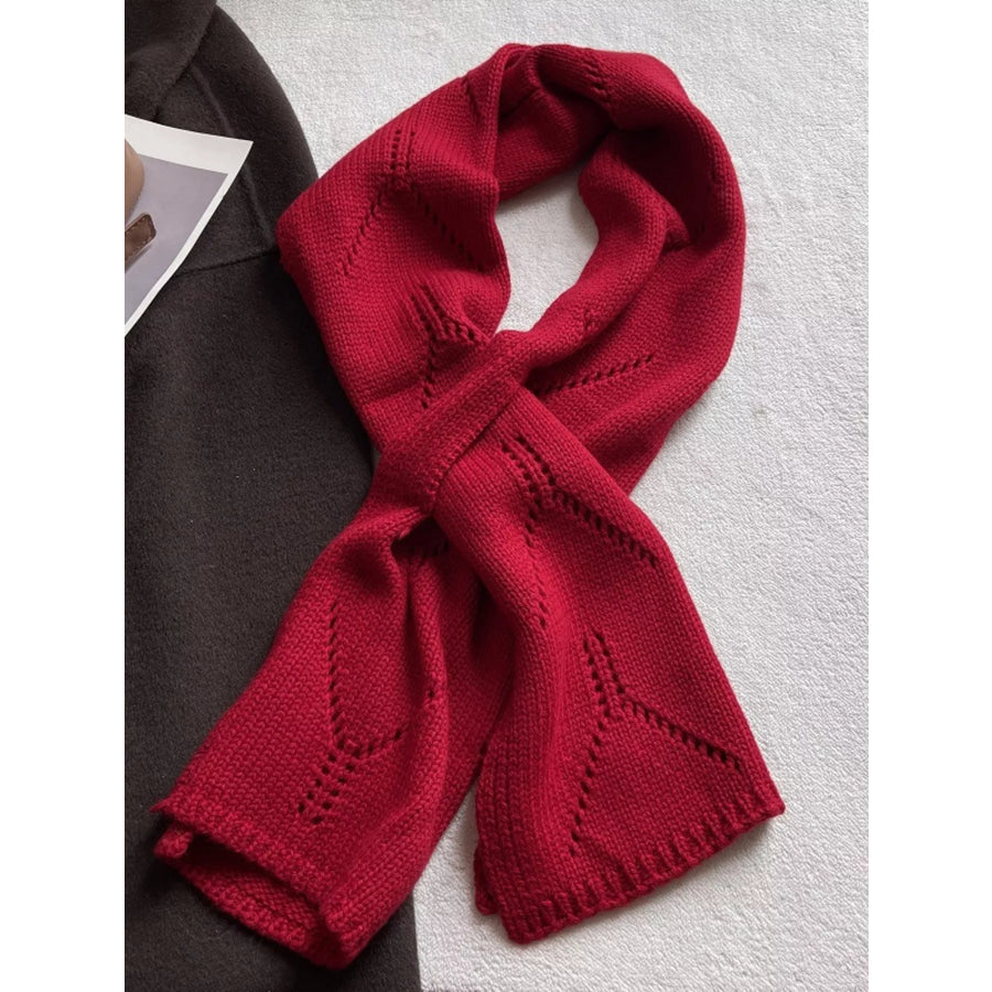 100% Wool Openwork Scarf Red / ONESIZE Apparel and Accessories