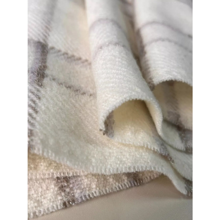 100% Wool Raw Hem Plaid Scarf Apparel and Accessories