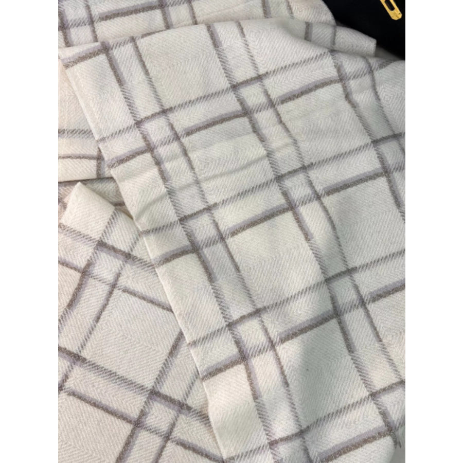 100% Wool Raw Hem Plaid Scarf Apparel and Accessories