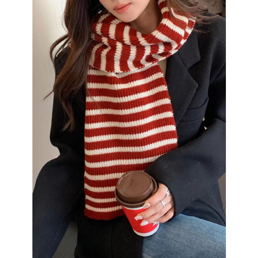 100% Wool Striped Knitted Winter Scarf Apparel and Accessories