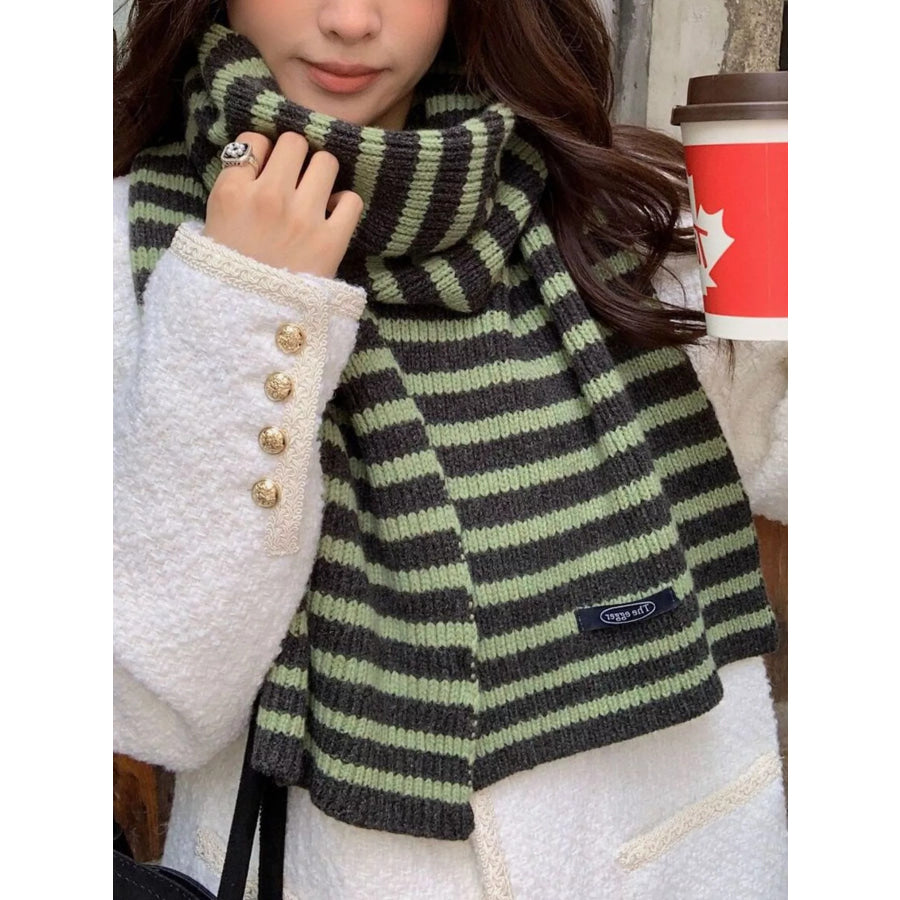 100% Wool Striped Knitted Winter Scarf Apparel and Accessories