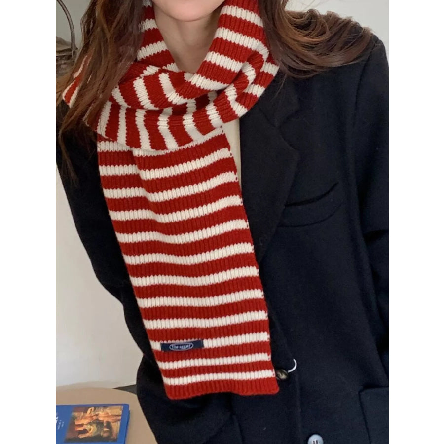 100% Wool Striped Knitted Winter Scarf Apparel and Accessories