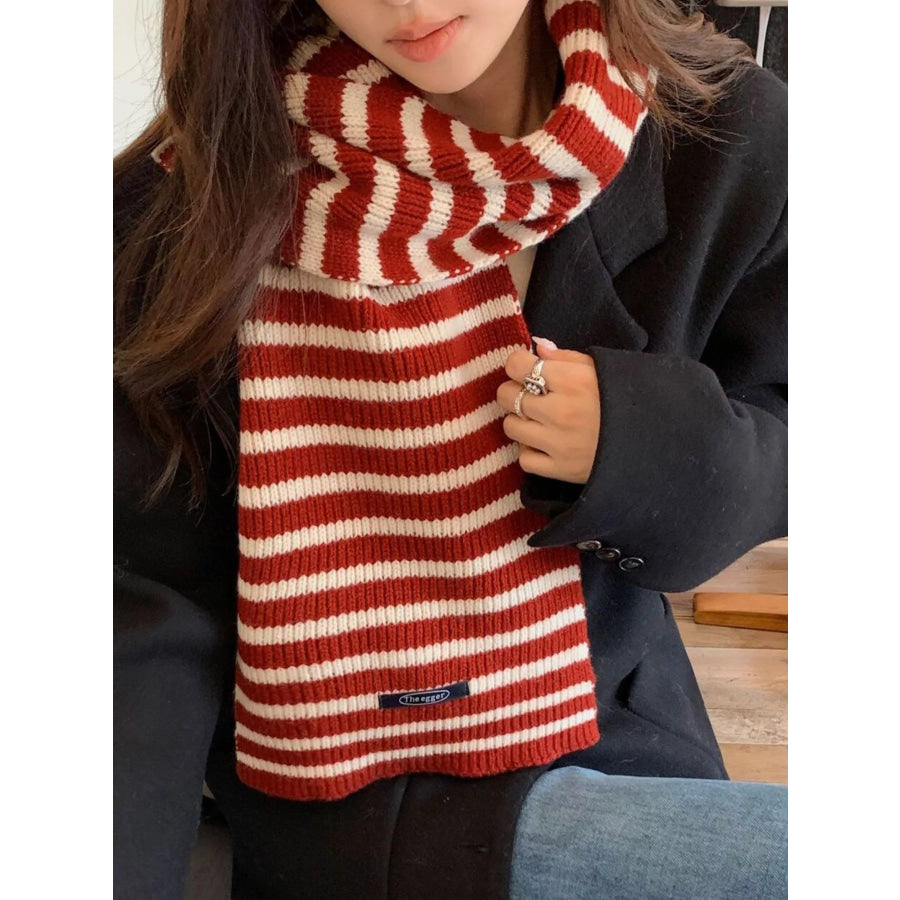 100% Wool Striped Knitted Winter Scarf Apparel and Accessories