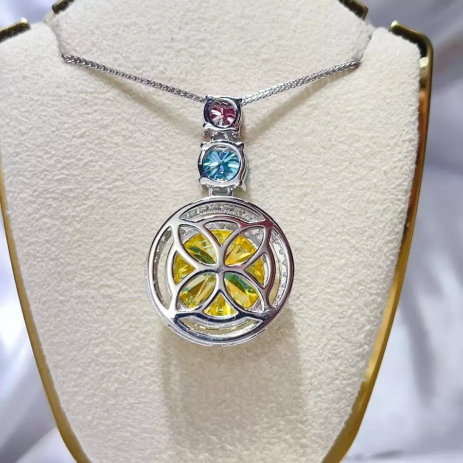 11.5 Carat Moissanite 925 Sterling Silver Necklace Light Yellow / One Size Apparel and Accessories