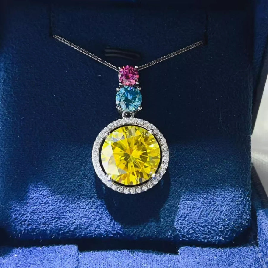 11.5 Carat Moissanite 925 Sterling Silver Necklace Light Yellow / One Size Apparel and Accessories