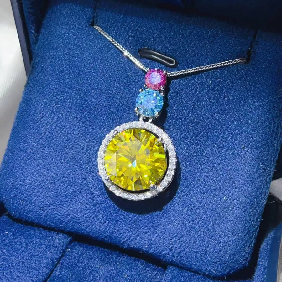 11.5 Carat Moissanite 925 Sterling Silver Necklace Light Yellow / One Size Apparel and Accessories
