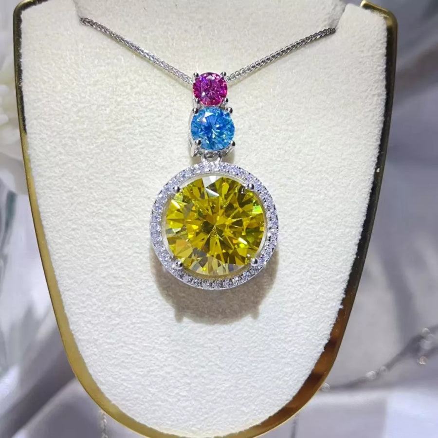 11.5 Carat Moissanite 925 Sterling Silver Necklace Light Yellow / One Size Apparel and Accessories