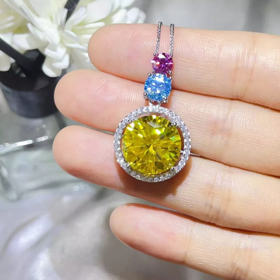 11.5 Carat Moissanite 925 Sterling Silver Necklace Light Yellow / One Size Apparel and Accessories