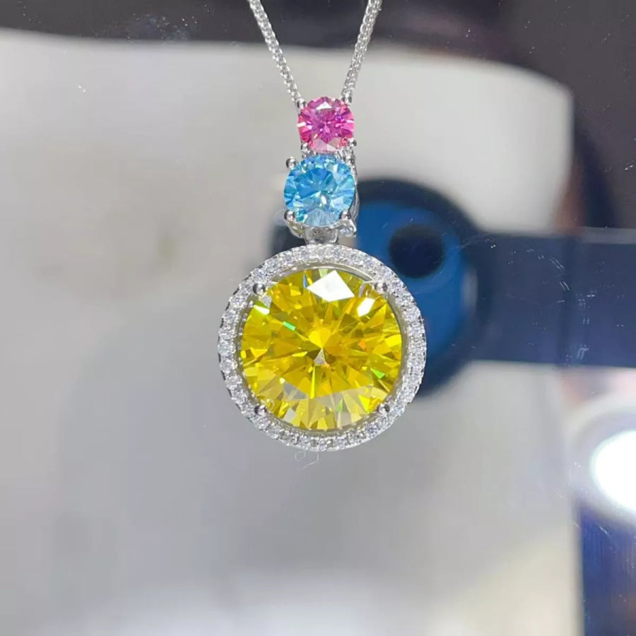 11.5 Carat Moissanite 925 Sterling Silver Necklace Light Yellow / One Size Apparel and Accessories