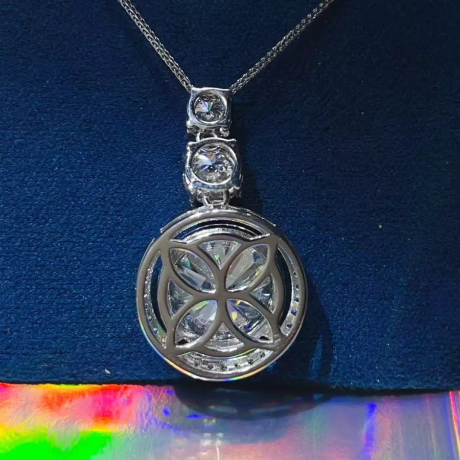 11.5 Carat Moissanite 925 Sterling Silver Pendant Necklace Silver / One Size Apparel and Accessories