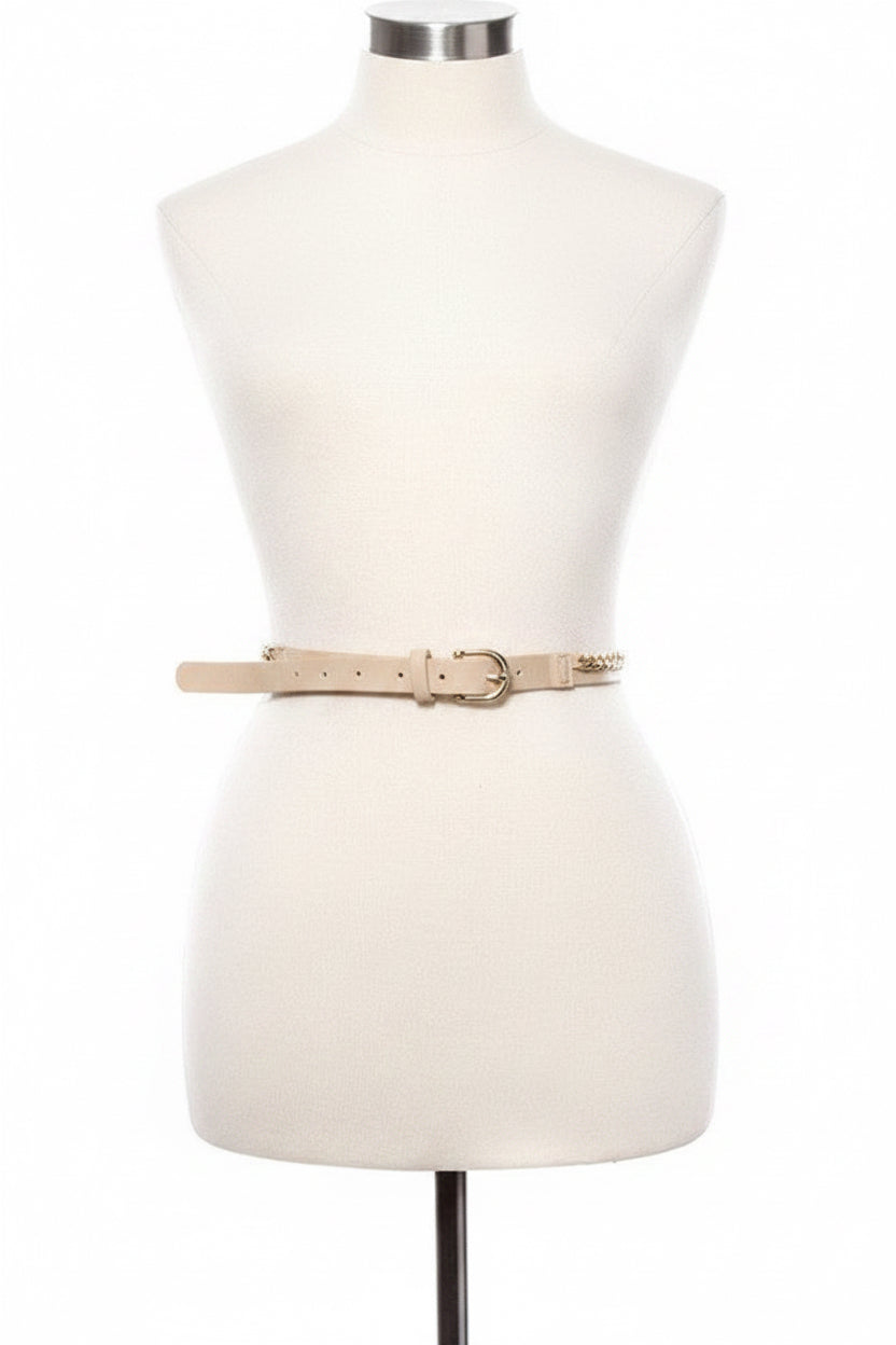 Faux Leather Gold Buckle and Chain Belts - Assorted Colours