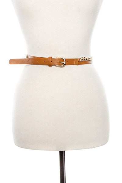 Faux Leather Gold Buckle and Chain Belts - Assorted Colours