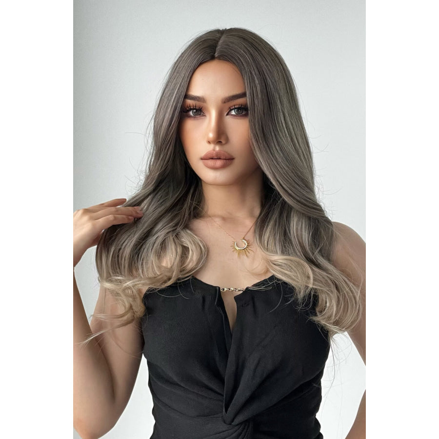 13*1 Full-Machine Wigs Synthetic Long Straight 24 Ash Brown/Blonde Ombre / One Size