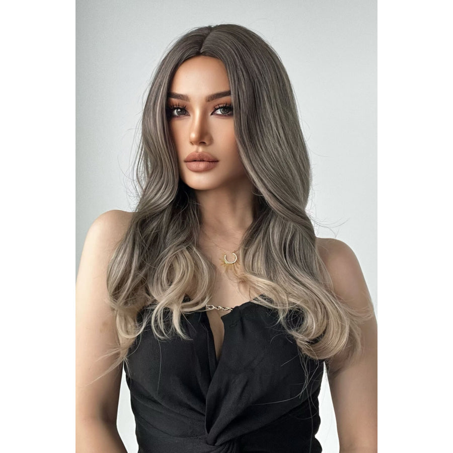 13*1 Full-Machine Wigs Synthetic Long Straight 24 Ash Brown/Blonde Ombre / One Size