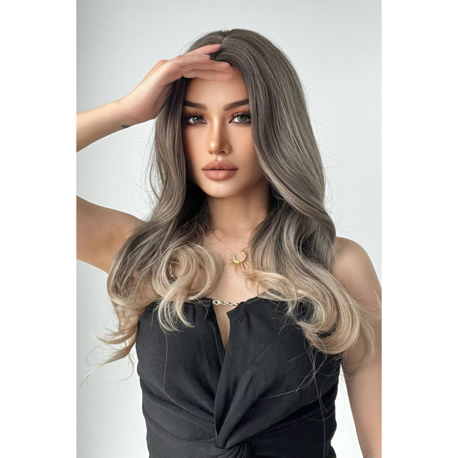 13*1 Full-Machine Wigs Synthetic Long Straight 24 Ash Brown/Blonde Ombre / One Size