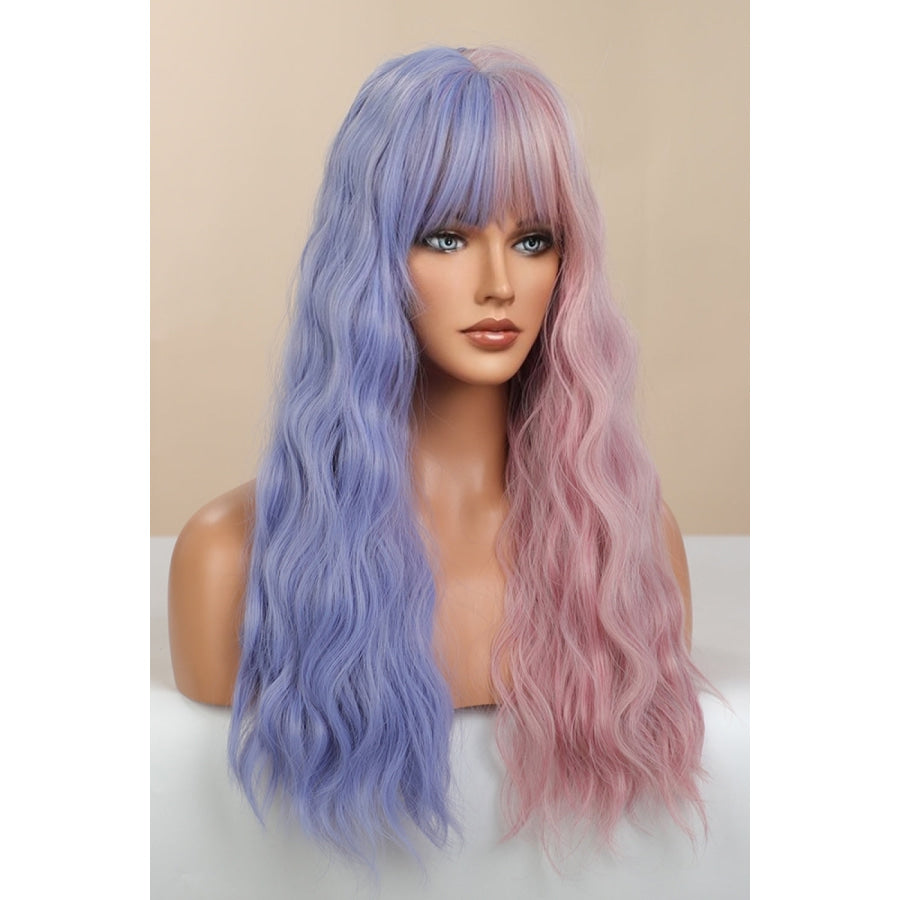 13*1 Full-Machine Wigs Synthetic Long Wave 26 in Blue/Pink Split Dye Blue/Pink Split Dye / One Size