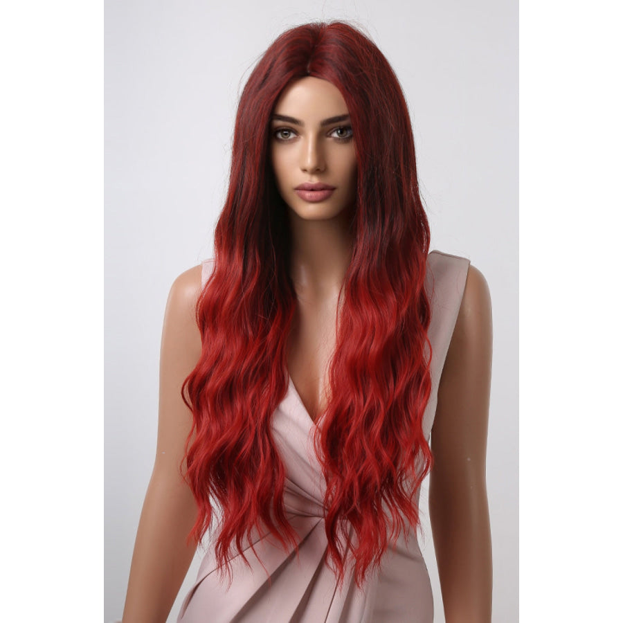 13*1 Full-Machine Wigs Synthetic Long Wave 27 Red Ombre / One Size