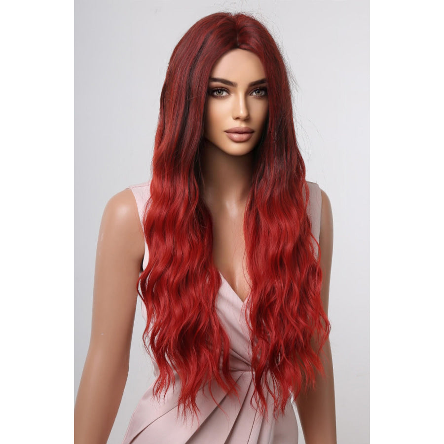 13*1 Full-Machine Wigs Synthetic Long Wave 27 Red Ombre / One Size