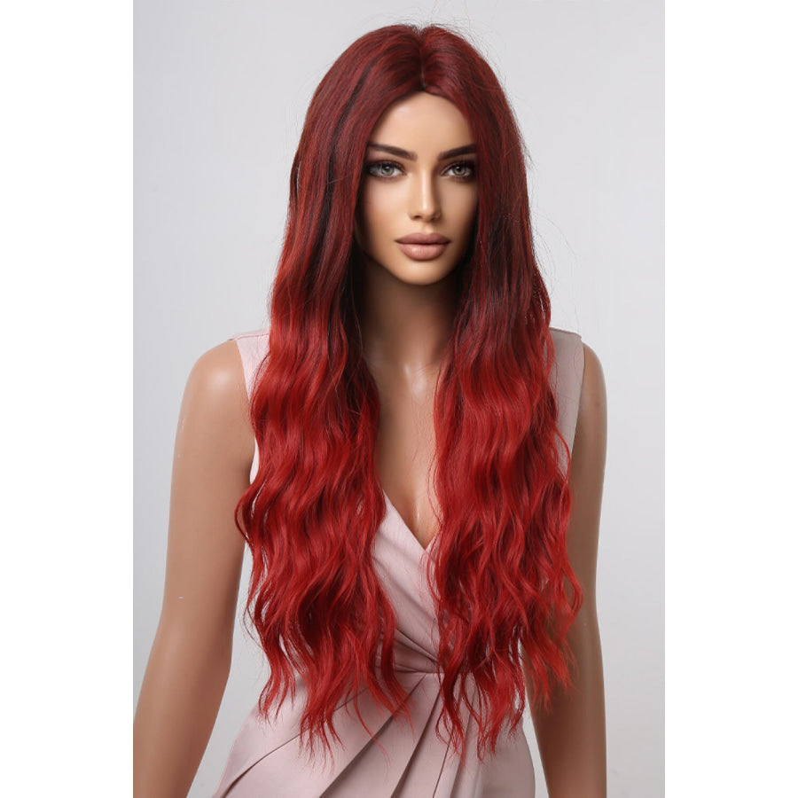 13*1 Full-Machine Wigs Synthetic Long Wave 27 Red Ombre / One Size