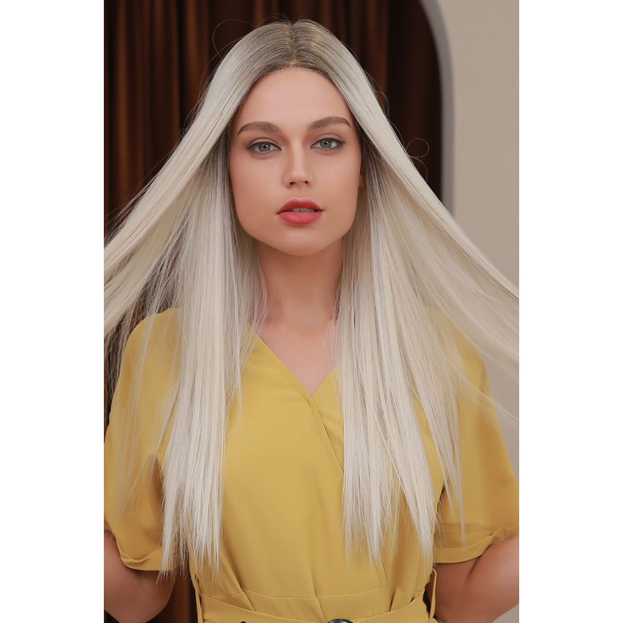 13*2 Lace Front Wigs Synthetic Long Straight 26 Heat Safe 150% Density Blonde/Ash Brown Root / One Size