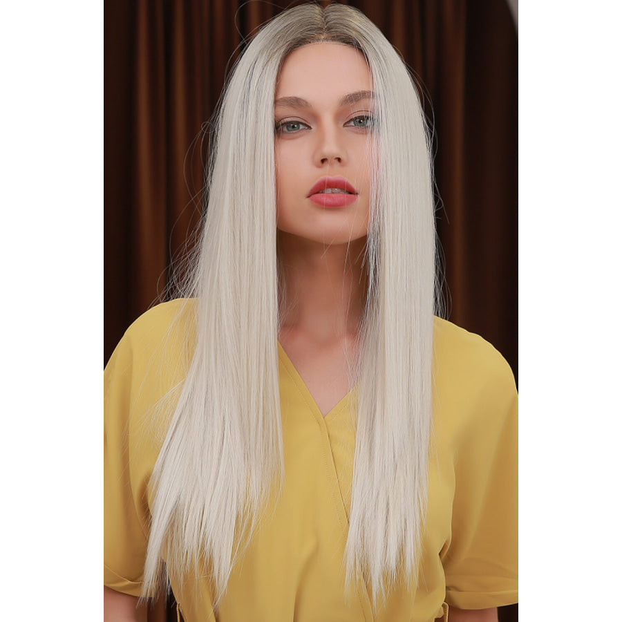 13*2 Lace Front Wigs Synthetic Long Straight 26 Heat Safe 150% Density Blonde/Ash Brown Root / One Size