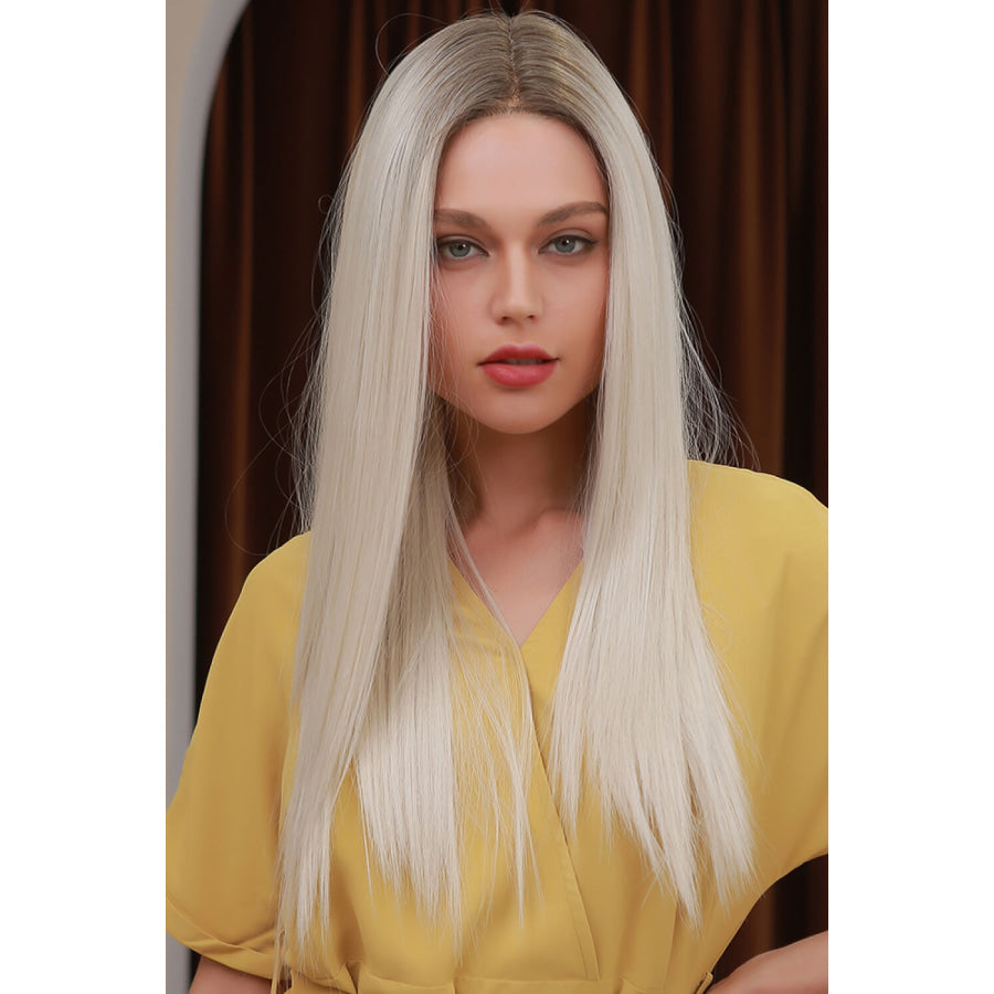 13*2 Lace Front Wigs Synthetic Long Straight 26 Heat Safe 150% Density Blonde/Ash Brown Root / One Size