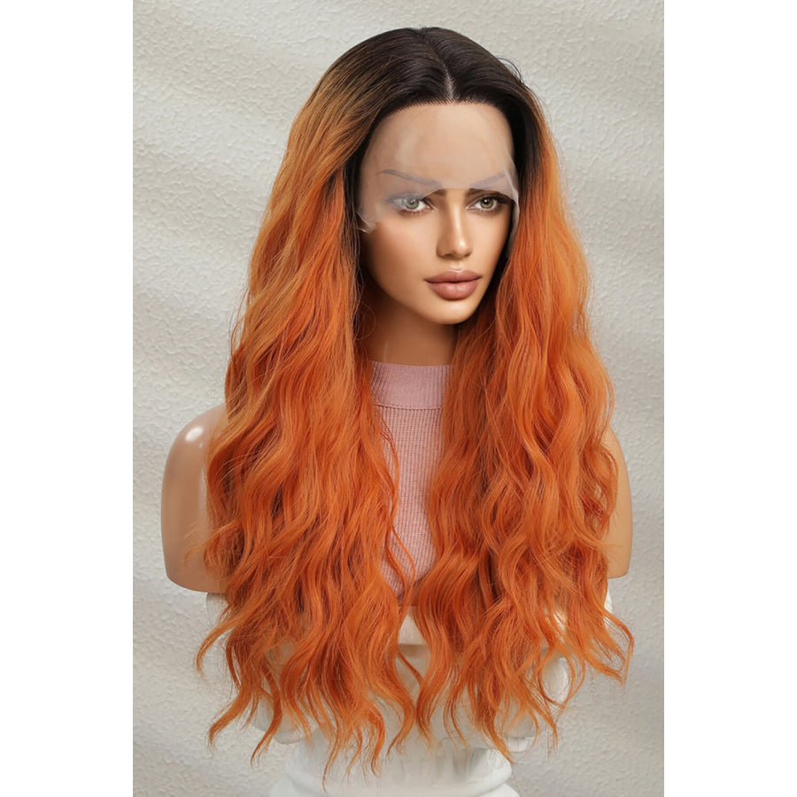 13*2 Lace Front Wigs Synthetic Long Wave 24 150% Density Ginger/Brunette Root / One Size