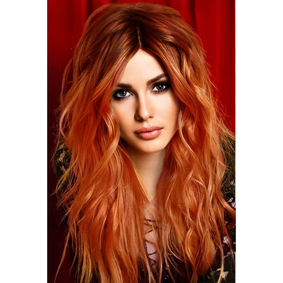 13*2 Lace Front Wigs Synthetic Long Wave 24 150% Density Ginger/Brunette Root / One Size