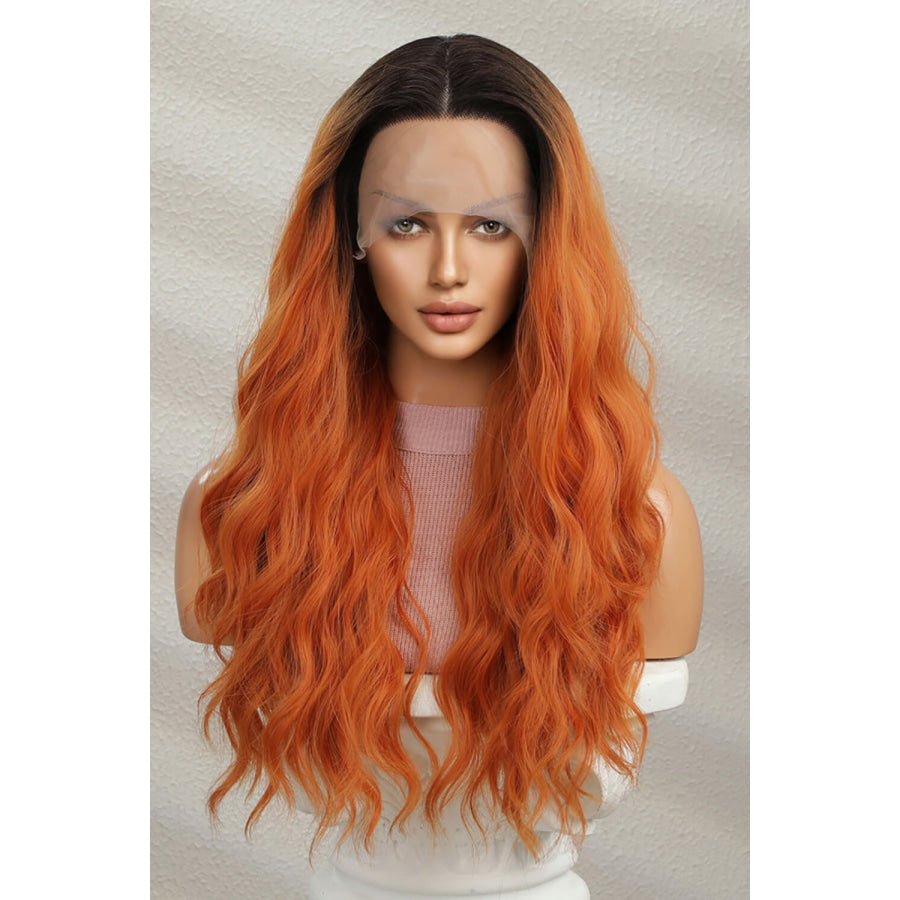 13*2 Lace Front Wigs Synthetic Long Wave 24 150% Density Ginger/Brunette Root / One Size