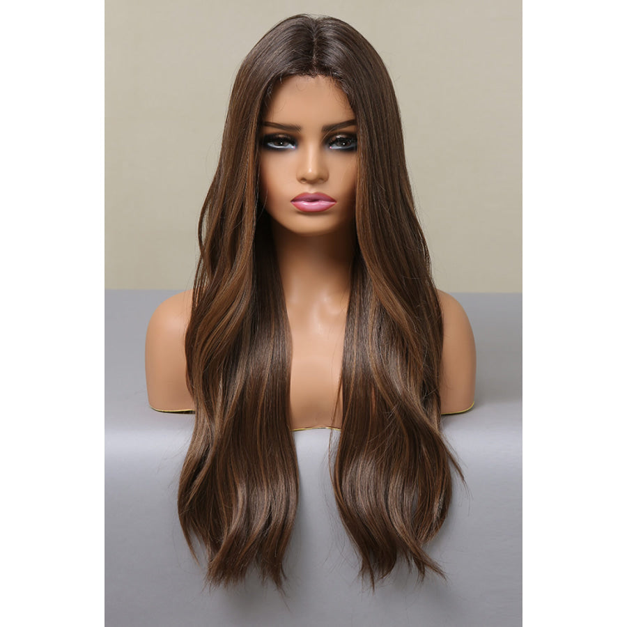 13*2 Lace Front Wigs Synthetic Long Wave 26 Heat Safe 150% Density Brown Balayage / One Size