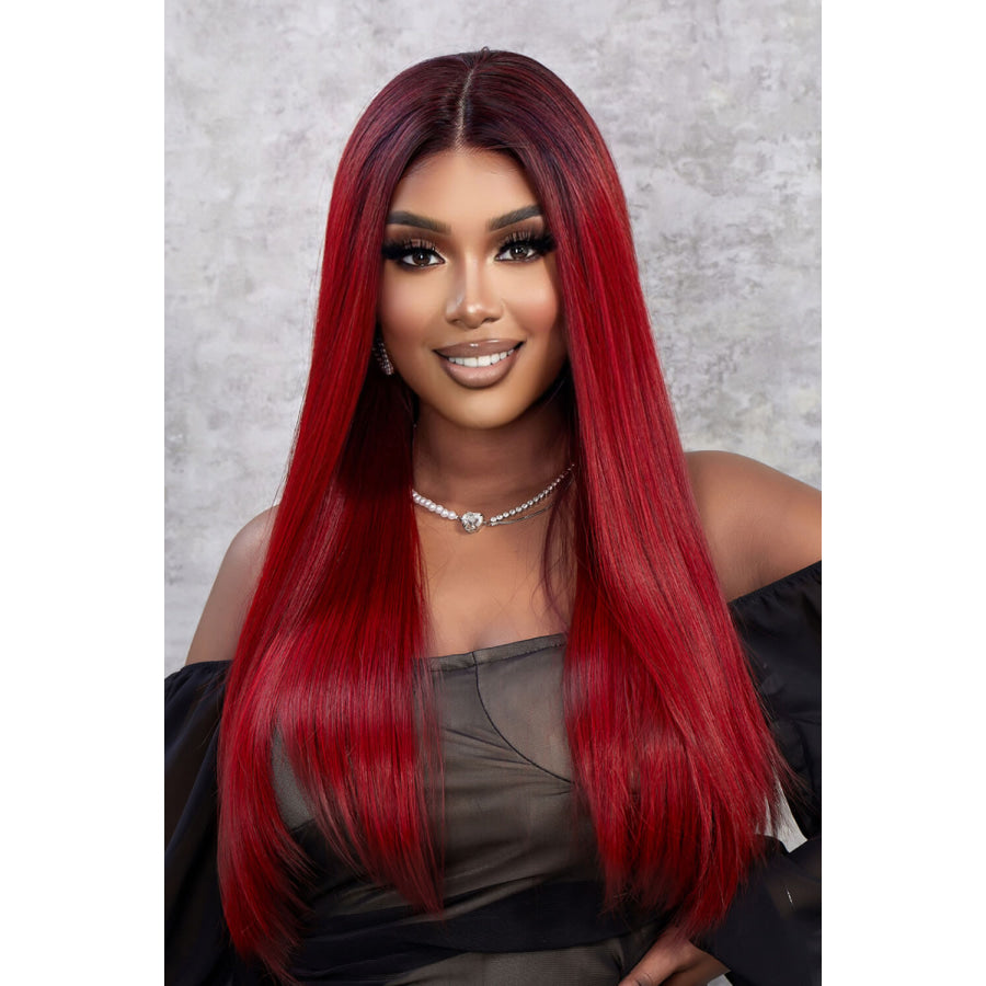 13*2 Lace Front Wigs Synthetic Straight 26 150% Density Red Ombre / One Size